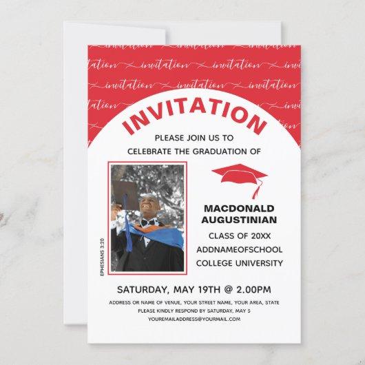 Stylish Red Graduate Photo Invitation