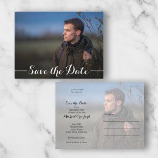 Stylish Script Photo Graduation Save the Date Postcard