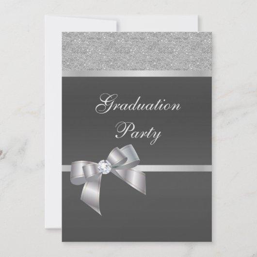 Stylish Silver & Black Graduation Party    Invitation