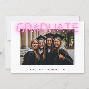 stylish ultra chic neon pink school grad photo announcement