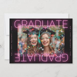 stylish ultra elegant neon pink school grad photo announcement