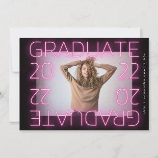 stylish ultra elegant neon pink school grad photo announcement