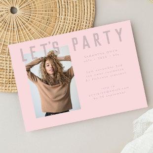 stylish voguish pink chic grad photo mod Party Invitation