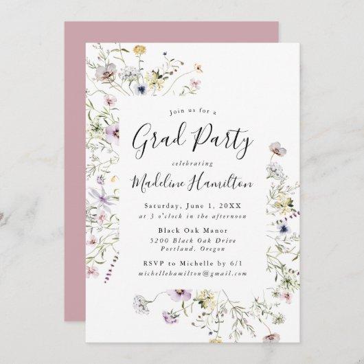 Subtle Wildflowers Graduation Party Invitation