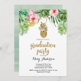 Succulent summer graduation party invitation