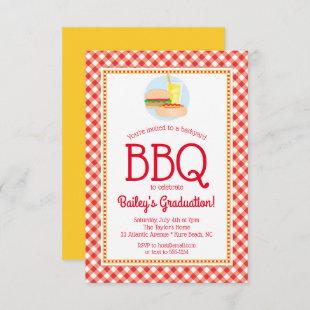 Summer BBQ Graduation Party Grilling Picnic Invitation