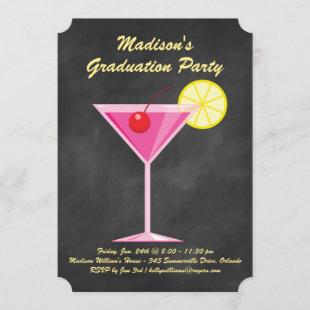 Summer Cocktails Graduation Party - Chalkboard Invitation