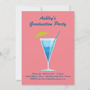 Summer Cocktails Graduation Party - Coral Invitation