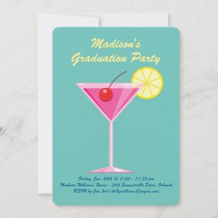 Summer Cocktails Graduation Party - Turquoise Invitation