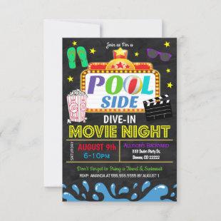 Summer Pool Dive In Movie Party Invitation