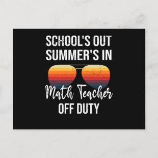 Summer Vacation Math Teacher Graduating From Postcard