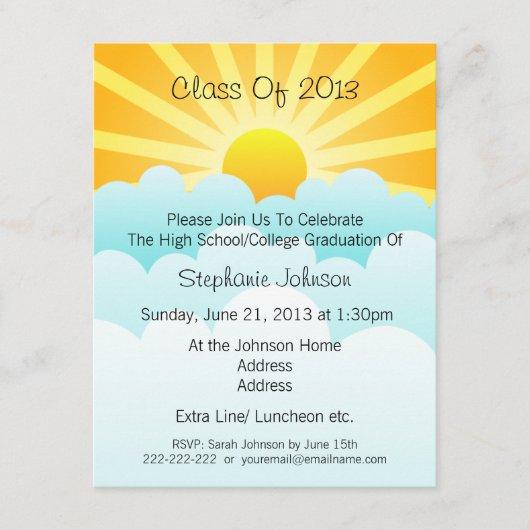 Sun Rays and Clouds New Beginning Graduation Party Invitation