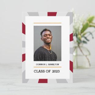 Sunburst | Crimson and Gray Photo Graduation Invitation