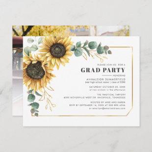 Sunflower 2024 Graduation Party Floral Photo Grad Invitation