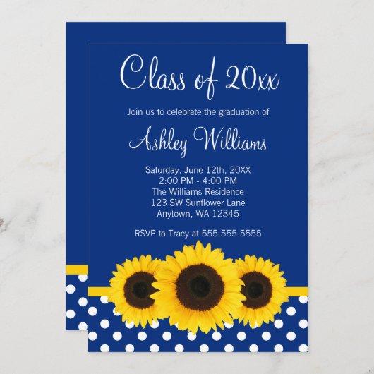 Sunflower Blue Polka Dots Graduation Announcement