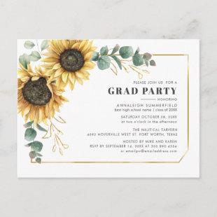 Sunflower Eucalyptus Floral 2022 Graduation Party Invitation Postcard