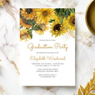 Sunflower Floral Graduation Party Invitation
