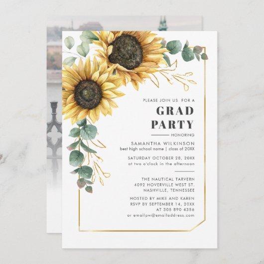Sunflower Floral Greenery 2022 Graduation Party Invitation