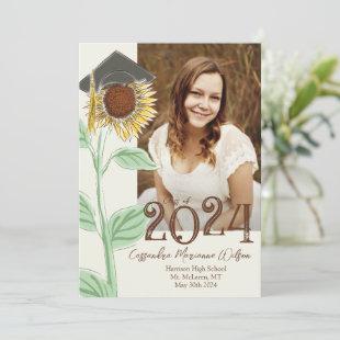 Sunflower Graduation Announcement with Hat Country
