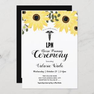 Sunflower Graduation LPN Nurse Pinning Ceremony Invitation