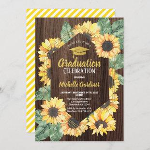 Sunflower Graduation Party Celebration Invitation