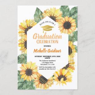 Sunflower Graduation Party Celebration Invitation