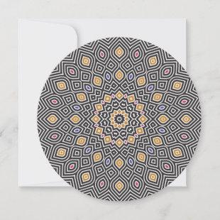 Sunflower Mosaic Round Invitation in Black Gold