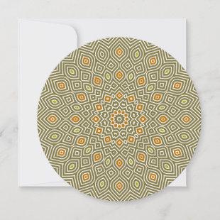 Sunflower Mosaic Round Invitation in Olive Green