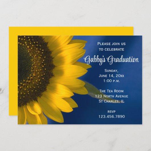 Sunflower on Blue Graduation Party Invitation