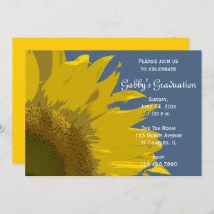 Sunflower Print Graduation Party Invitation