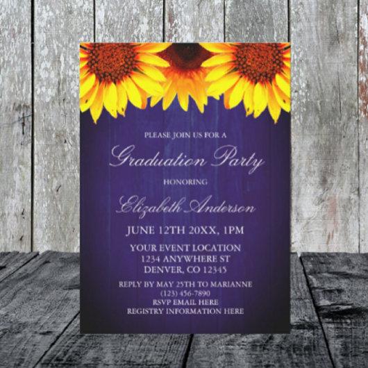 Sunflower Rustic Wood Graduation Party Invitation