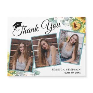 Sunflower Thank You 3 PHOTO Graduate Magnetic Card