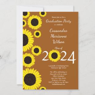 Sunflowers Country Graduation Party Rust Orange Invitation