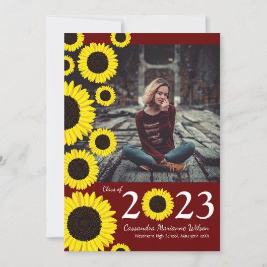 Sunflowers Country Maroon Graduation Announcement