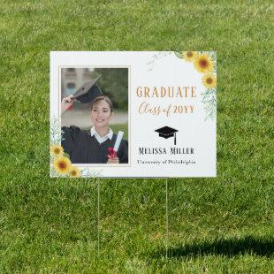 Sunflowers Elegant Graduation photo Announcement Sign