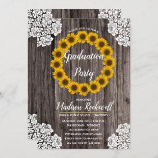 Sunflowers | Lace Photo Graduation Party Invitation