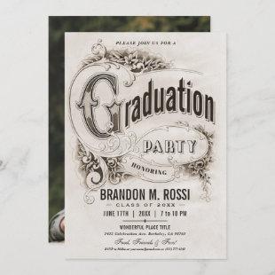Supreme Vintage Photo Graduation Party Invitations