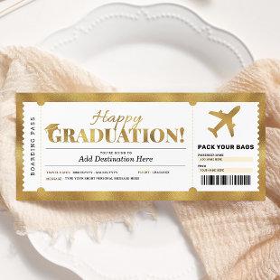 Surprise Graduation Boarding Pass Gold Gift Ticket Invitation