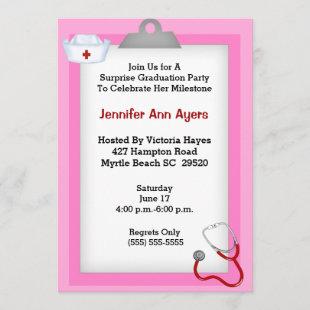 Surprise Nurse Graduation Party Invitation