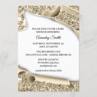 Sweet 16th 15th Bridal Shower 3D Gold Glitter Invitation