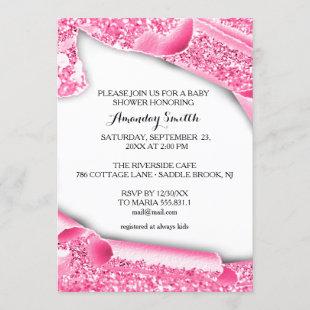 Sweet 16th 15th Graduate pink glitter 3d frame Invitation