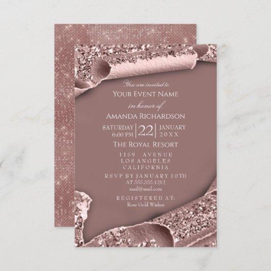 Sweet 16th Birthday Bridal Shower 3D Glitter Rose Invitation