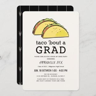 Taco Bout GRAD Black Drive-by Graduation Party Invitation