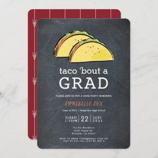 Taco Bout GRAD Chalkboard Burgundy Graduation Invitation