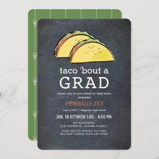 Taco Bout GRAD Chalkboard Drive-by Graduation Invi Invitation