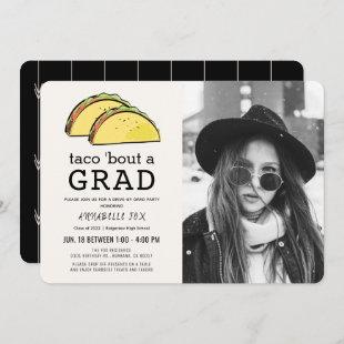 Taco Bout GRAD Photo Black Drive-by Graduation Invitation