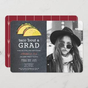 Taco Bout GRAD Photo Chalkboard Red Graduation Invitation