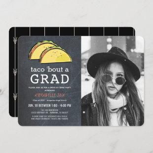 Taco Bout GRAD Photo Chkbd Bk Drive-by Graduation Invitation