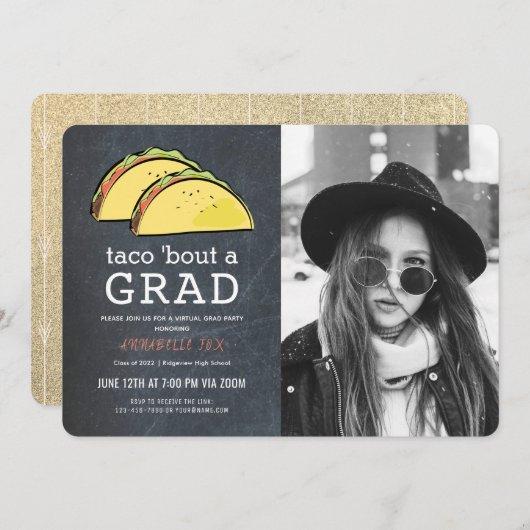 Taco Bout GRAD Photo Gold Virtual Graduation Invitation