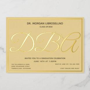 Tan Gold DBA Graduation Foil Invitation